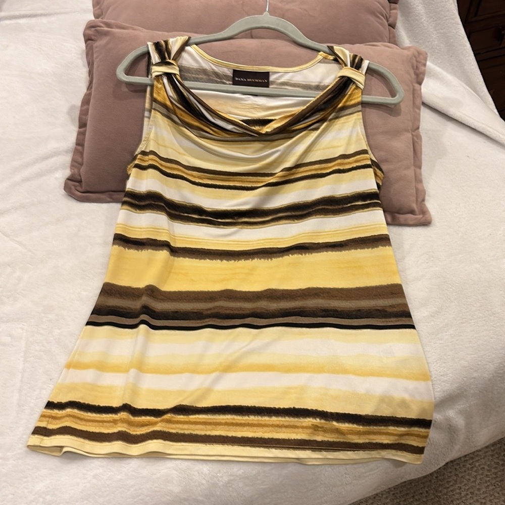Yellow and Brown Striped Women's Top